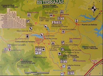 Mapa con la ubicación de los principales lugares de interés del Complejo Turístico Las Terrazas Mapa con la ubicación de los principales lugares de interés del Complejo Turístico Las Terrazas
