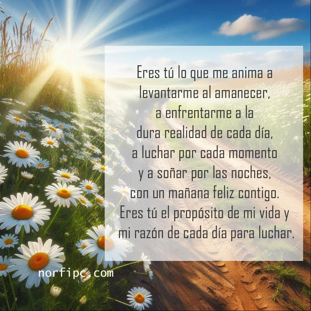 Tú, el propósito de mi vida. Poema de amor Paisaje de prado con flores y arboles