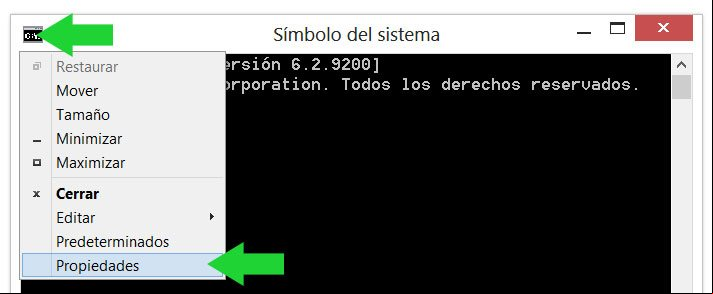 Abrir el de configuración de la consola de CMD o Símbolo del sistema Abrir el de configuración de la consola de CMD o Símbolo del sistema