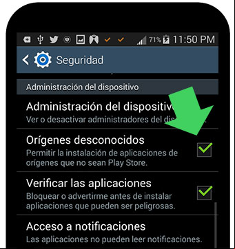 Permitir la instalación desde orígenes desconocidos en Android