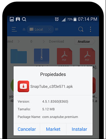 Verificar las propiedades del archivo APK a instalar