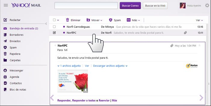 Bandeja de entrada de una cuenta de Yahoo Bandeja de entrada de una cuenta de Yahoo