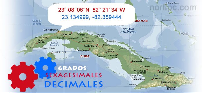 Convertir grados o coordenadas geográficas, minutos y segundos a decimales