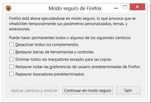 Iniciar Firefox en modo seguro Iniciar Firefox en modo seguro