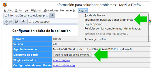 Abrir la carpeta del perfil de Firefox