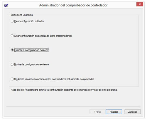 Desactivar el verificador de drivers de Windows Desactivar el verificador de drivers