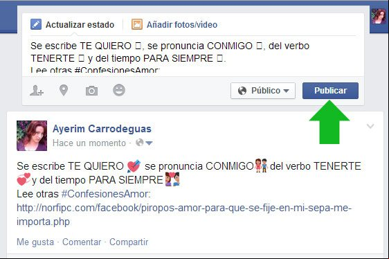 Mensaje en Facebook copiando y pegando emoticonos EMOJI