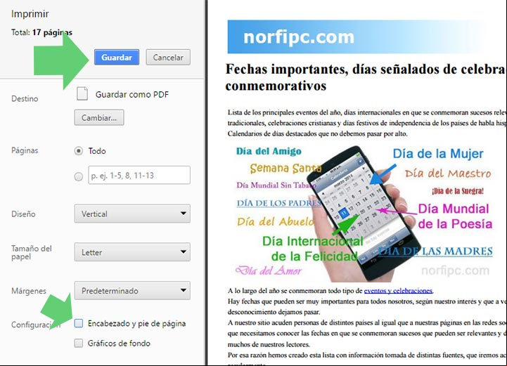 Guardar la página como PDF en Google Chrome