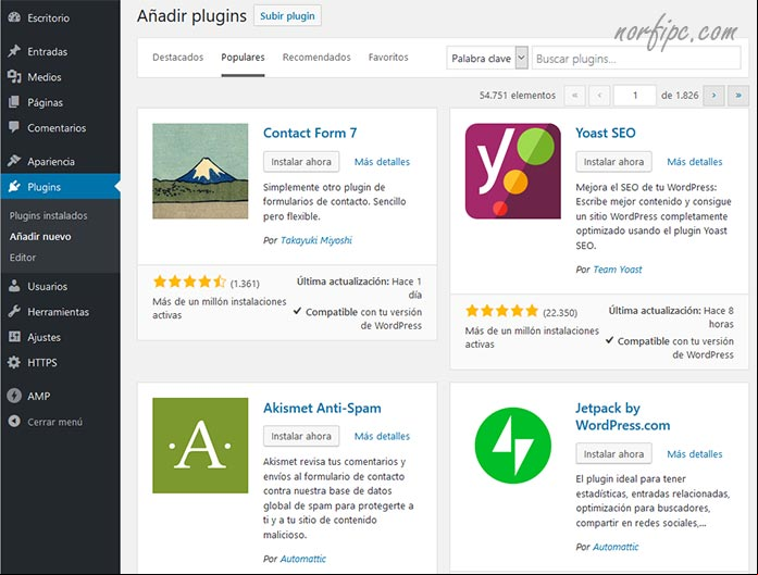 Plugins populares para instalar en WordPress